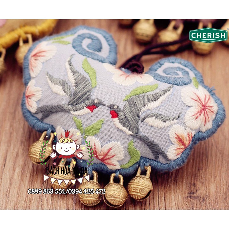 KIT Thêu trang trí Omamori Mẫu Đơn Bình An - DIY tự làm Túi thơm Trường Mệnh May Mắn - Treo Túi Xách - Bách hóa Na Na