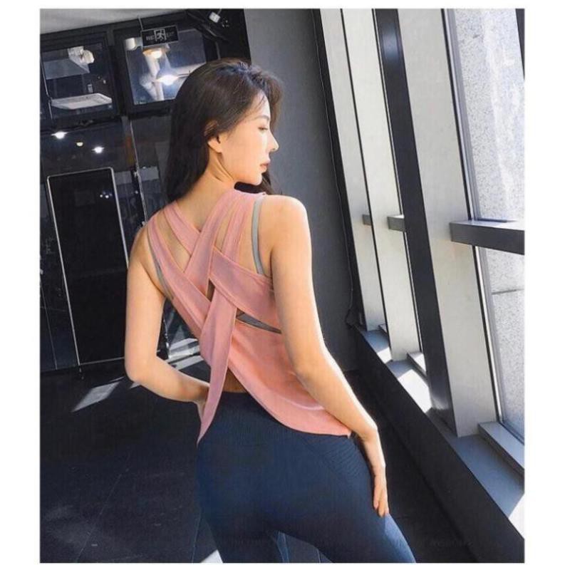 [EMMA] Áo Tập Gym Nữ [TANKTOP] Đắp Chéo Đan Lưng [ĐỒ TẬP]