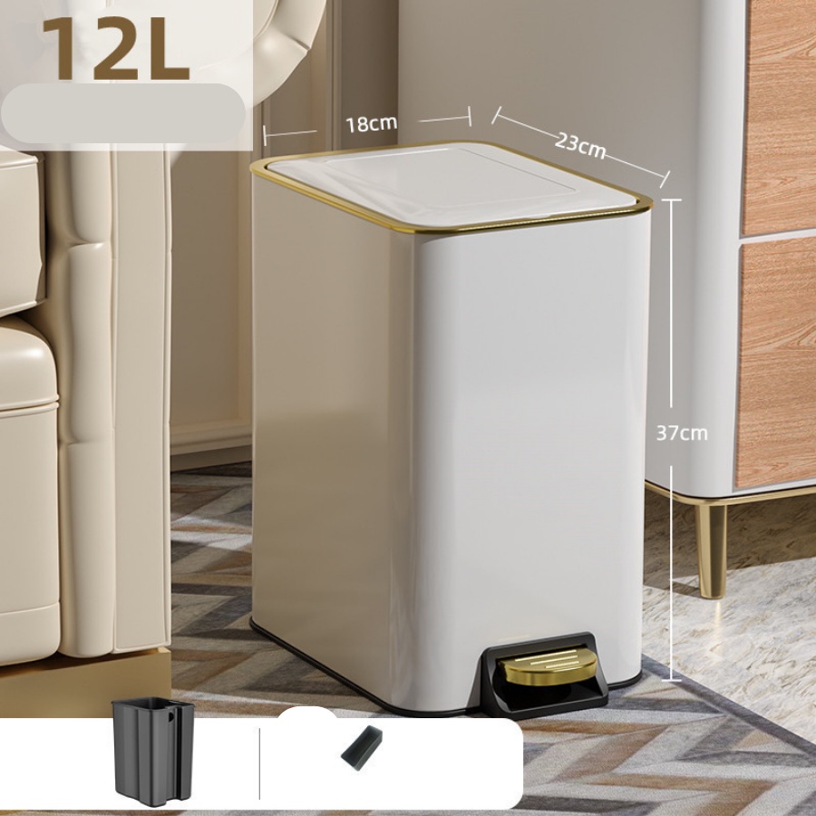 Thùng đựng rác inox tròn có nắp đậy và đạp chân cao cấp kèm giảm chấn và sáng bóng VIKIT