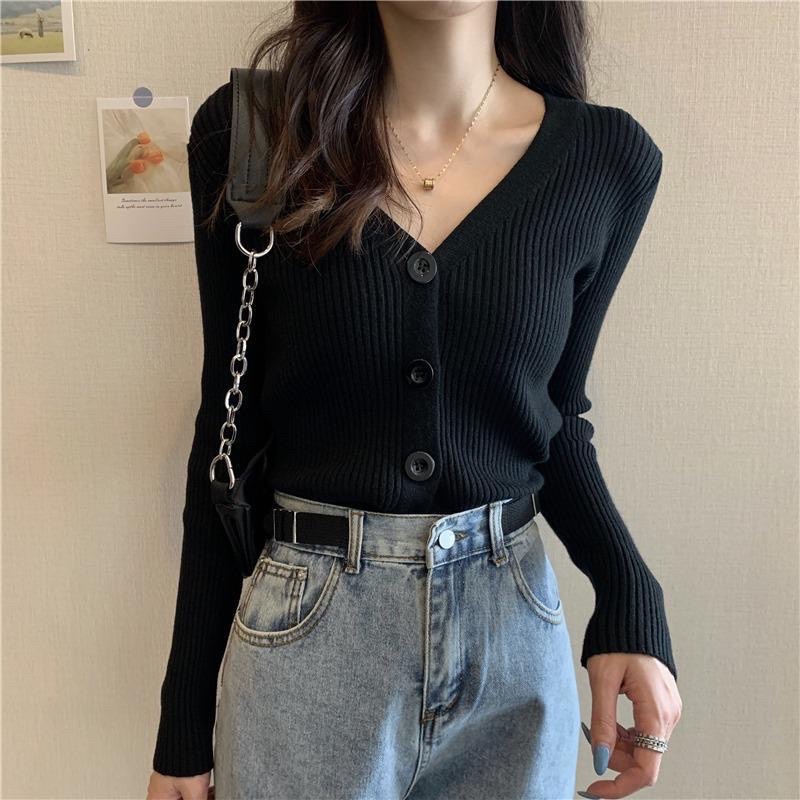 Áo len cardigan cổ tim cài cúc siêu xinh