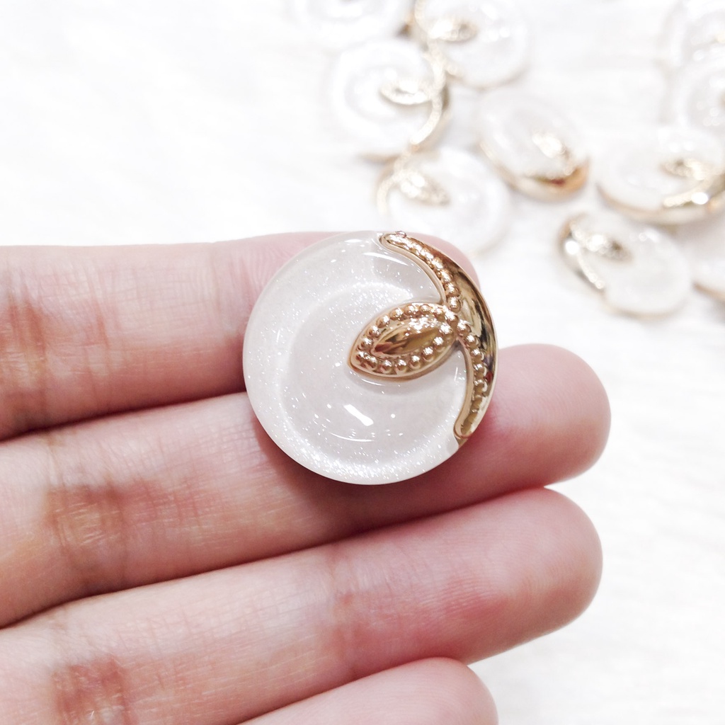 Nút áo dạ khuy veston ánh xà cừ kim tuyến thạch mắt mèo lấp lánh viền vàng Cúc tweed sang trọng