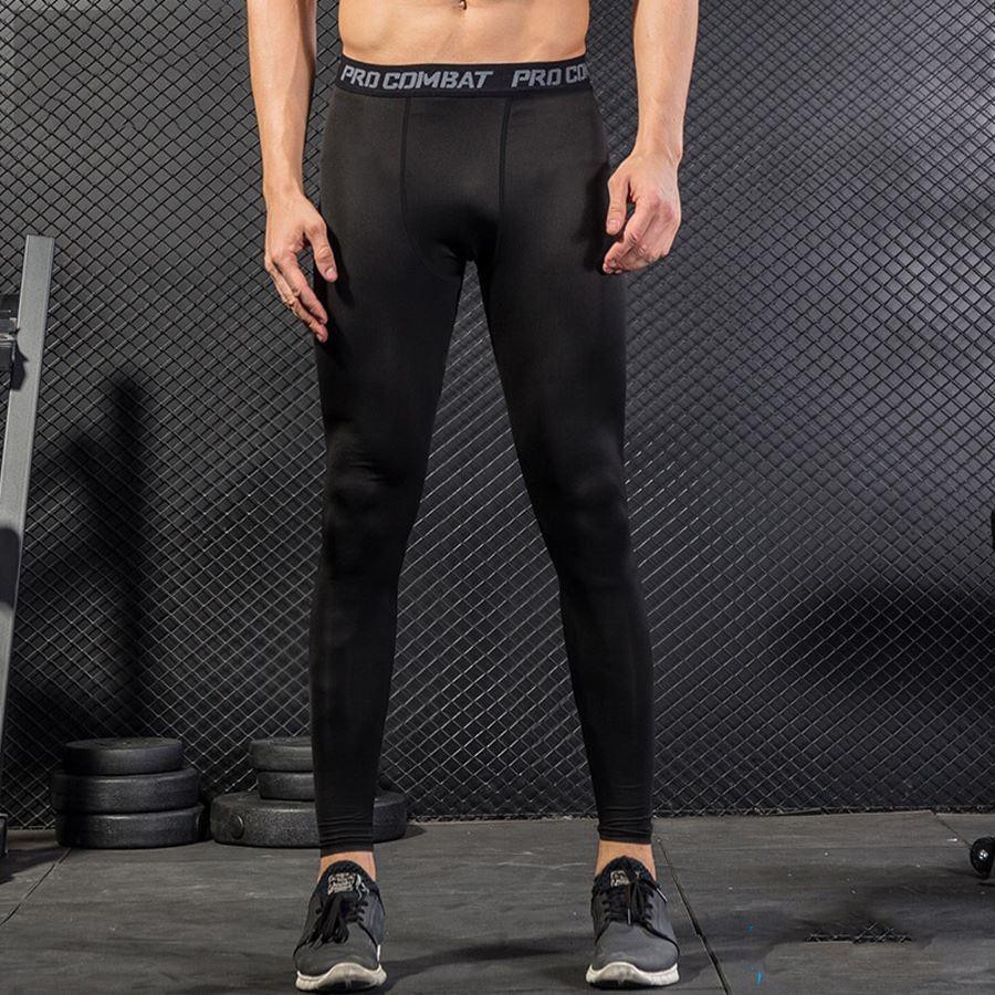 QUẦN GIỮ NHIỆT COMBAT PRO LEGGING THỂ THAO TẬP GYM NAM DÁNG DÀI MÀU ĐEN CHẤT THUN CAO CẤP CO DÃN 4 CHIỀU