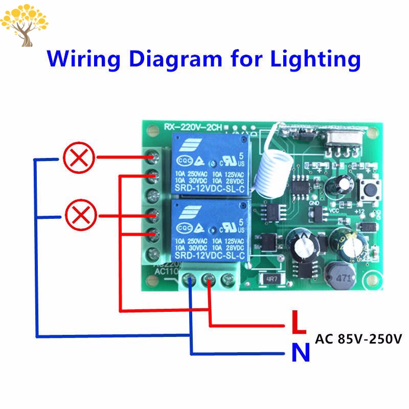 Universal 433 Mhz Wireless Remote Control Switch Relay 220V 2CH Receiver Module +RF 433Mhz Remote Controls