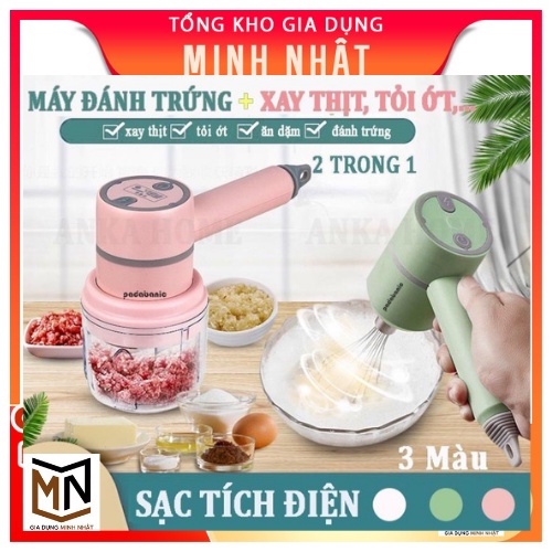 Máy đánh trứng cầm tay mini,máy xay thịt đa năng cầm tay sạc tích điện xay tỏi ớt, rau củ đa năng