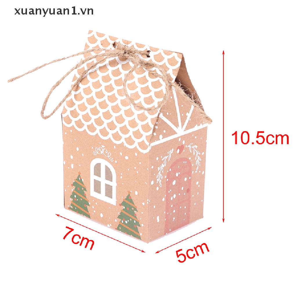 Set 5 Hộp Đựng Kẹo Hình Ngôi Nhà Giáng Sinh Dễ Thương