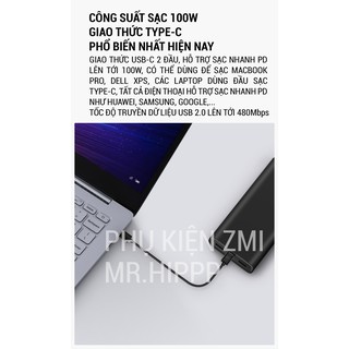 Cáp sạc nhanh 100W Zmi Type-C 2m PD Emarker