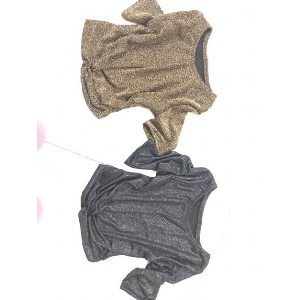 Áo thun nhũ xoắn eo cộc tay