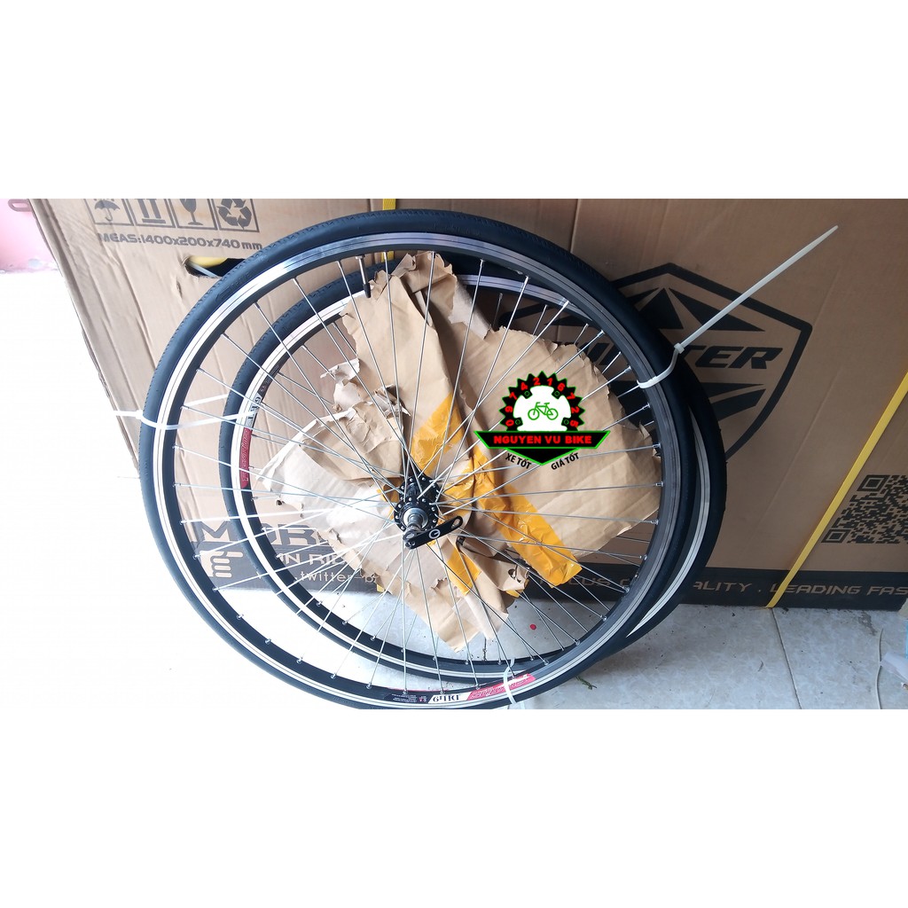 Cặp bánh xe đạp thể thao 700c đùm Shimano líp thả, phanh U