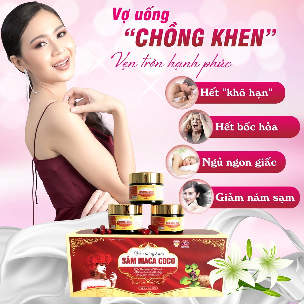Viên Uống Estro Sâm Maca Coco Vạn Tam Bổ Sung Collagen Nhau Thai Cừu Sâm Tố Nữ Giúp Đẹp Da Và Tăng Cường Nội Tiết Tố Nữ