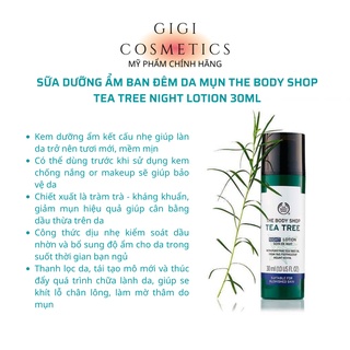 Sữa dưỡng ẩm đêm cho da mụn Tea Tree The Body Shop Night Lotion 30ml