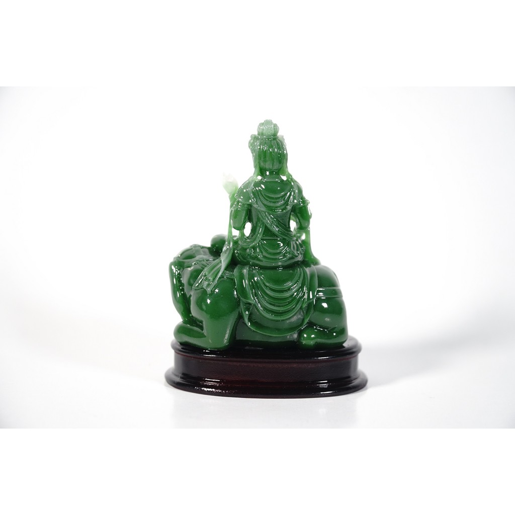 Tượng Phật Phổ Hiền Bồ Tát cưỡi voi ngọc xanh - Cao 10cm