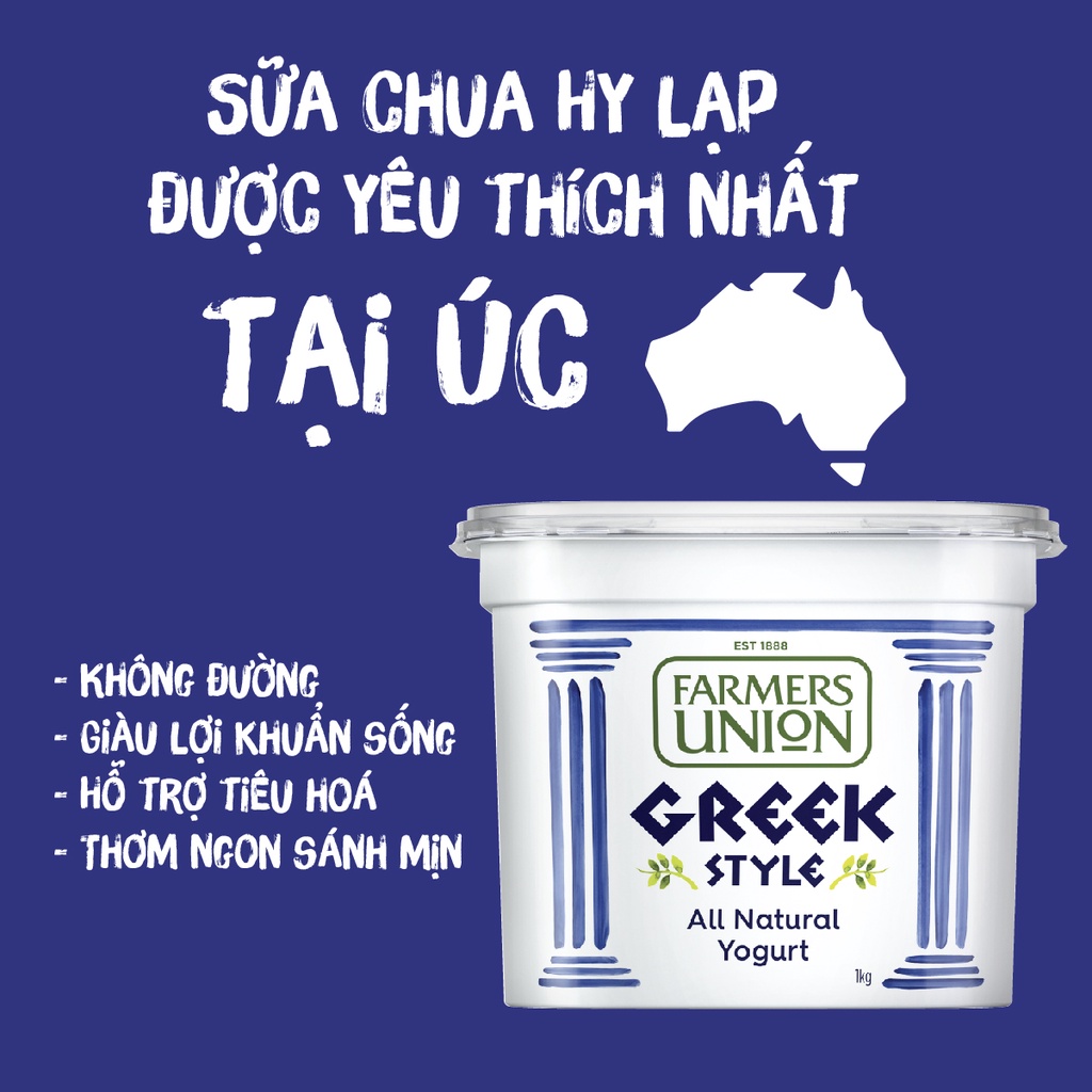 Sữa Chua Hy Lạp Greek Yogurt Farmers Union nguyên chất 1kg - 1 hũ