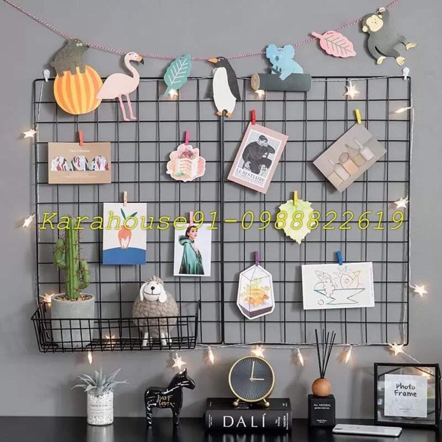 Khung lưới sắt ❤️Tặng móc treo❤️ trang trí treo tường, decor kt 35x35cm Mina_shop