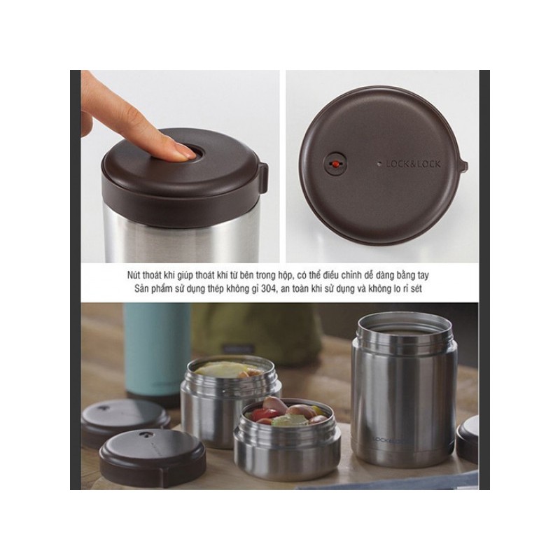 Bộ 3 Hộp Cơm Giữ Nhiệt Lock&Lock Mushroom LHC8025SLV | BigBuy360 - bigbuy360.vn