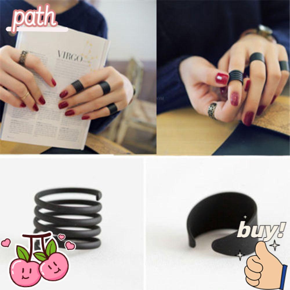 Bộ 3 Nhẫn Đeo Đốt Ngón Tay Màu Trơn Phong Cách Gothic Cho Nữ