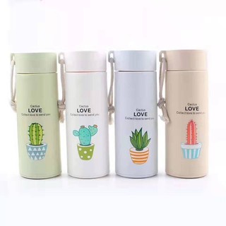 Bình Giữ Nhiệt 500ml Trang Trí Hình Xương Rồng Siêu Cute - Giao màu ngẫu nhiên