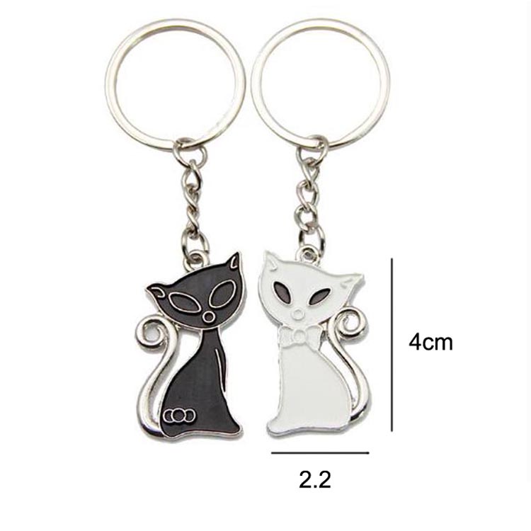 Cặp Móc Khóa Hợp Kim Hình Mèo Chuột Tai Chi Thời Trang Cho Cặp Đôi