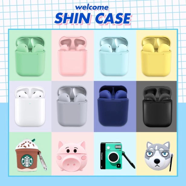 Tai Nghe Bluetooth Không Dây inpods i12 TWS cảm ứng combo vỏ ốp lưng bảo vệ bao đựng case - Shin case Xả Kho