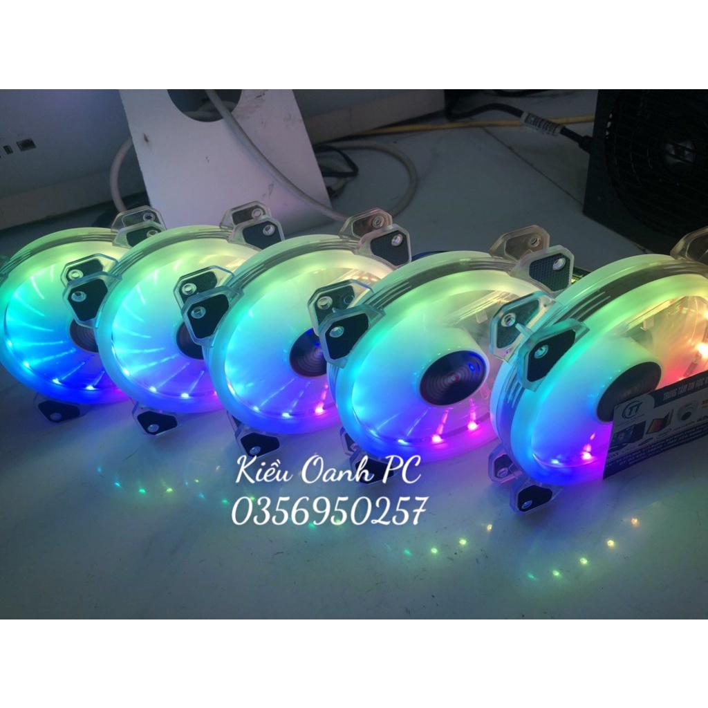 Quạt tản nhiệt, Fan Led CoolMoon K5 - Fan CoolMoon K5, Led RGB 12cm, trong suốt, phiên bản mới nhất 2020