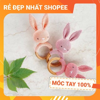 [FREESHIP + HANDMADE] Lục lạc cầm tay THỎ XINH 2, móc tay 100% len chất lượng cao, an toàn tuyệt đối cho bé tập cầm nắm