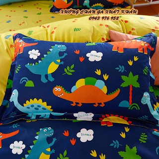 Set chăn ga poly cotton khủng long mẫu mới về (kèm ảnh thật)