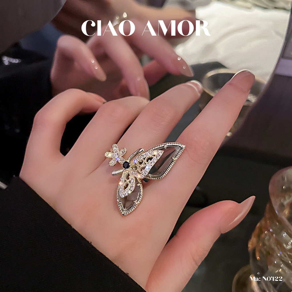Nhẫn nữ, Nhẫn đẹp cánh nửa sang chảnh to bản Trang sức Ciao Amor - N0422