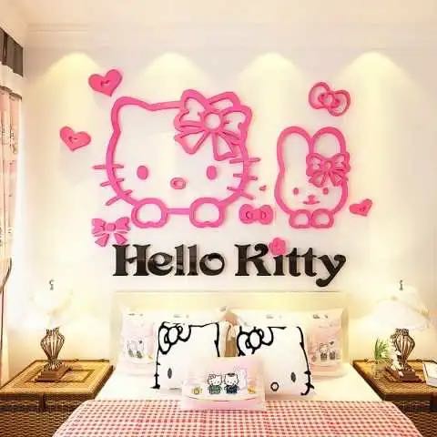 Sticker Acrylic hình Hello Kitty 3D trang trí phòng ngủ trẻ em dễ thương