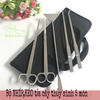 Bộ NHÍP, KÉO INOX 5 món tỉa cây thủy sinh