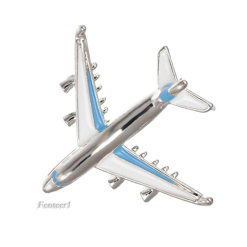 [Fenteer1] Ghim Cài Cổ Áo Hình Máy Bay Màu Xanh Dương Thời Trang Cho Nam Và Nữ