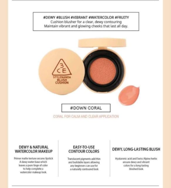 Phấn Má 3CE Blush Cushion Coral