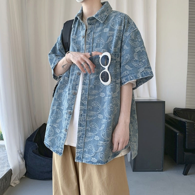 Áo Sơ Mi Nam Tay Ngắn Họa Tiết Hoa Thời Trang Hàn Quốc | BigBuy360 - bigbuy360.vn