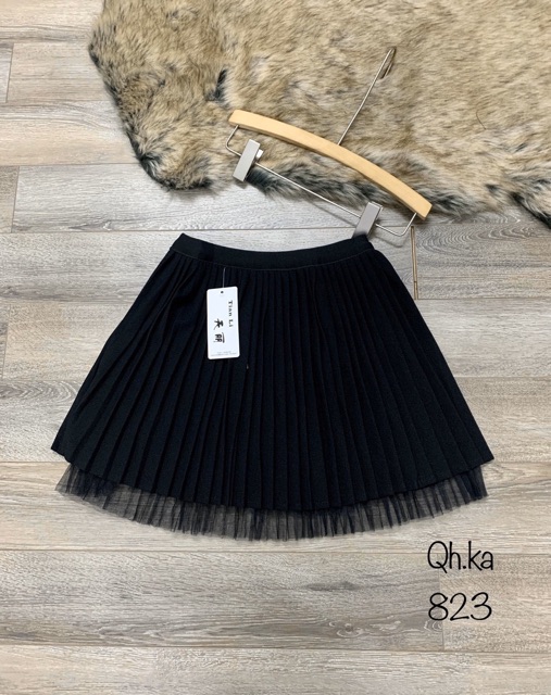 CHÂN VÁY XẾP LY GẤU LƯỚI MS13011