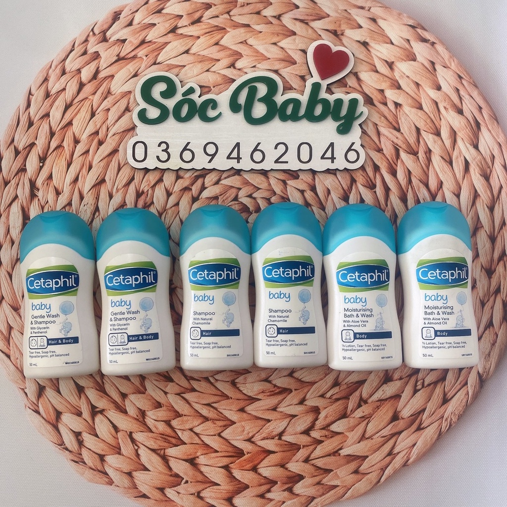 Dầu gội, sữa tắm, tắm gội Cetaphil chai mini 50ml date 02/02023