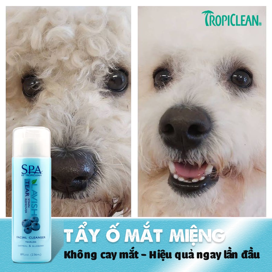 Tẩy Ố Vùng Mắt Chó Mèo Tropiclean Tear Facial Cleanser