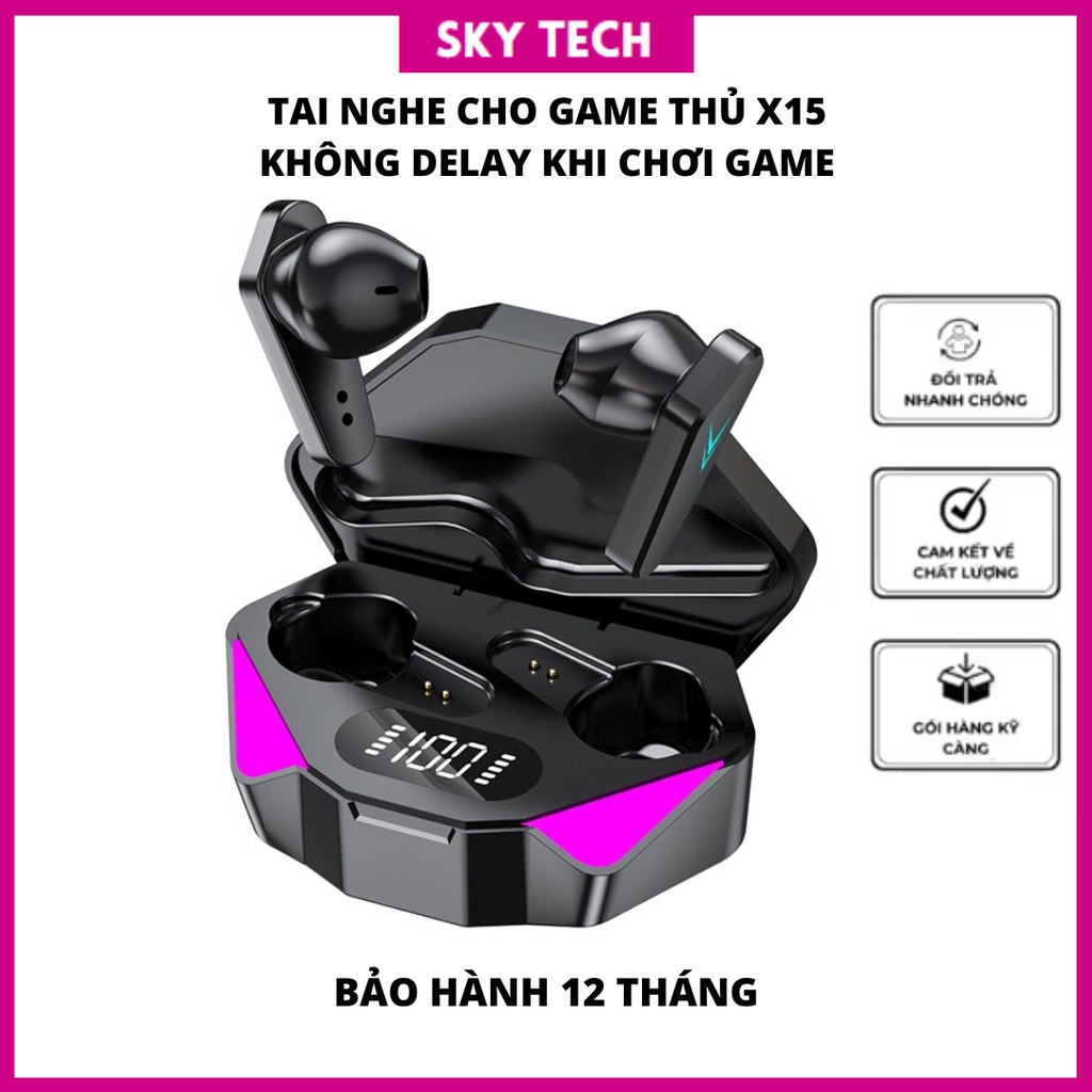 Tai Nghe Bluetooth Nhét Tai X15 Không Dây Chơi Game Có Màn Hình Kỹ Thuật Số Chất Lượng Cao