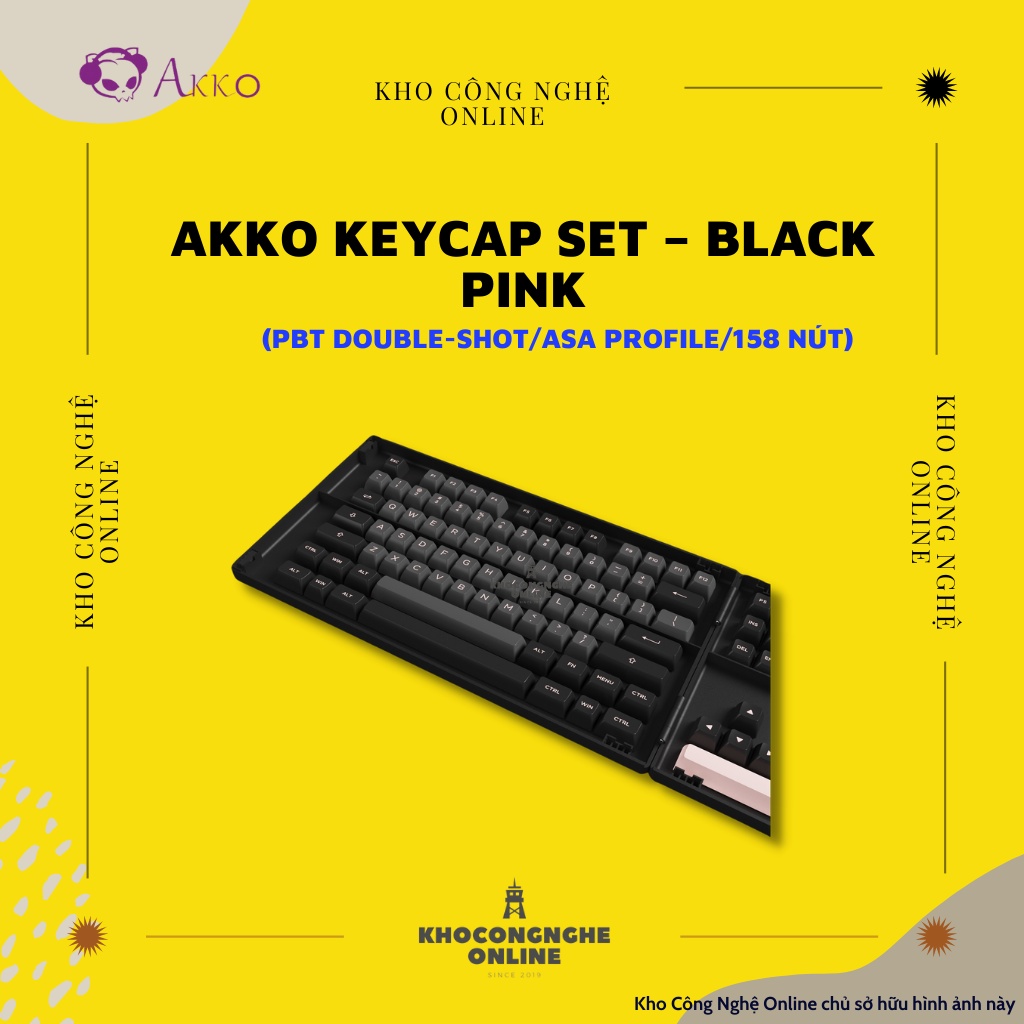 AKKO Keycap set – Black Pink (PBT Double-Shot/ASA profile/158 nút)