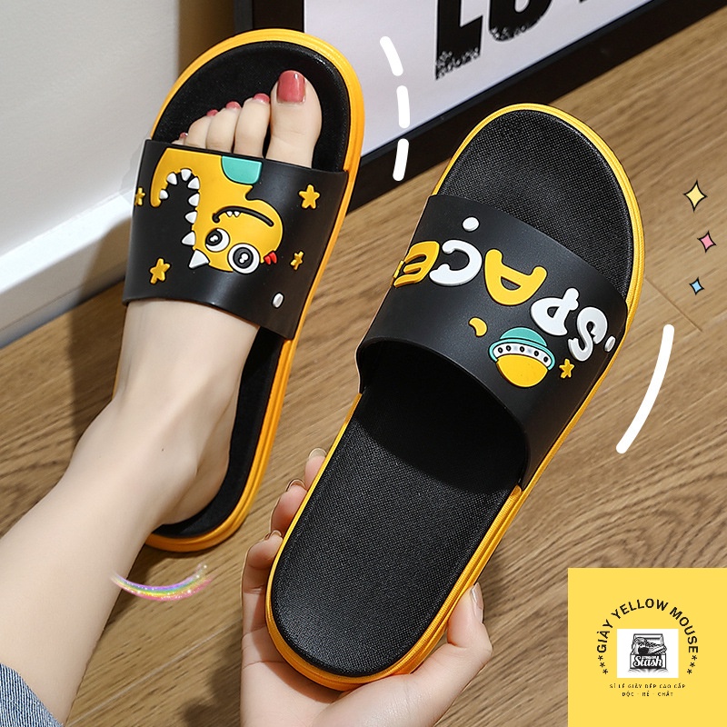 ( HOT+ NEW )Dép nữ ẢNH SHOP CHỤP  dép khủng long hình vẽ ngộ nghĩnh đế siêu êm ( 2 màu)