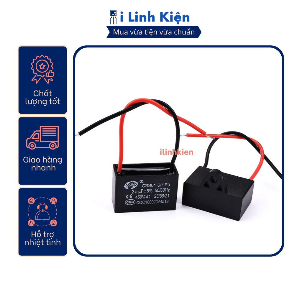 Tụ quạt 2.5uF dây CBB61 loại tốt