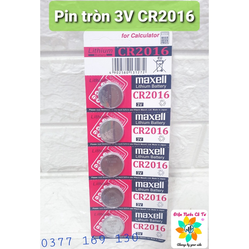 Pin tròn 3V Maxell CR2016 1 vỉ 5 viên 30k