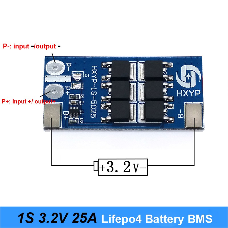 1S 3.2V 25A lifepo4 Bảng bảo vệ pin Lithium Sắt Phosphate 1 Mô-đun bảo vệ chống quá tải chống sạc quá mức Cell 3.6V