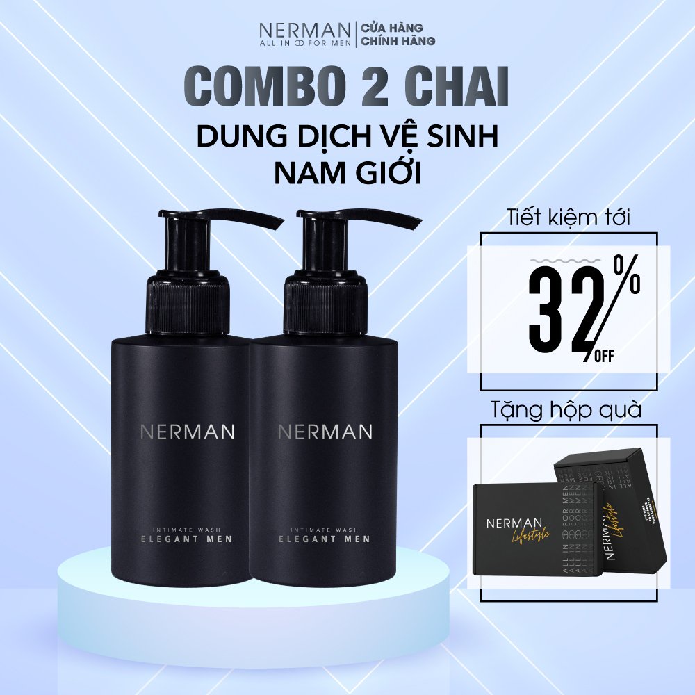 COMBO 2 Dung dịch vệ sinh nam giới Nerman Elegant Men Nerman hương nước hoa cao cấp 100ml/chai