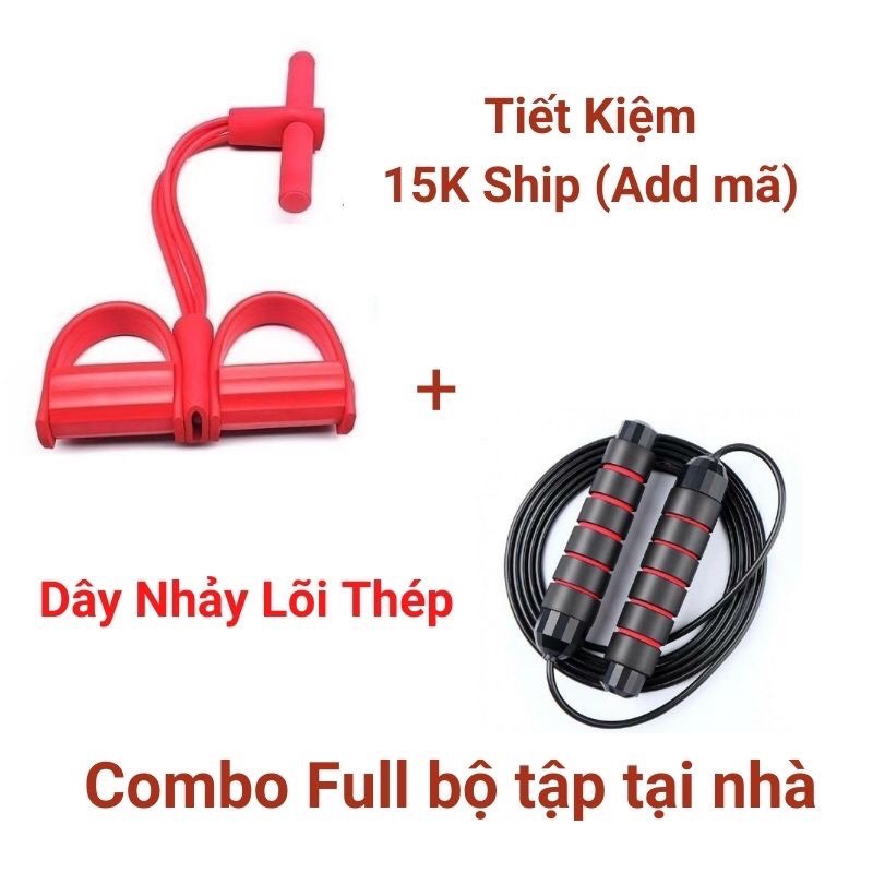 Dụng cụ tập Gym cơ bụng tại nhà, dây kéo đàn hồi kháng lực 4 ống cao su đa năng giúp đánh tan mỡ