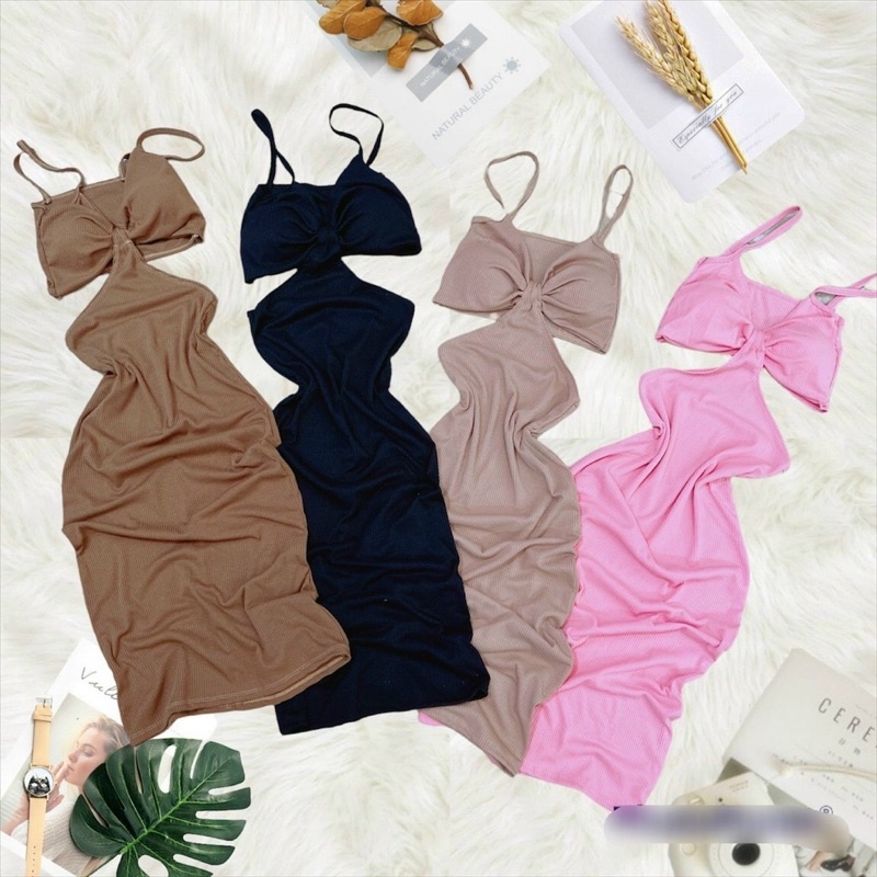 Đầm hai dây khoét eo có mút ngực 06