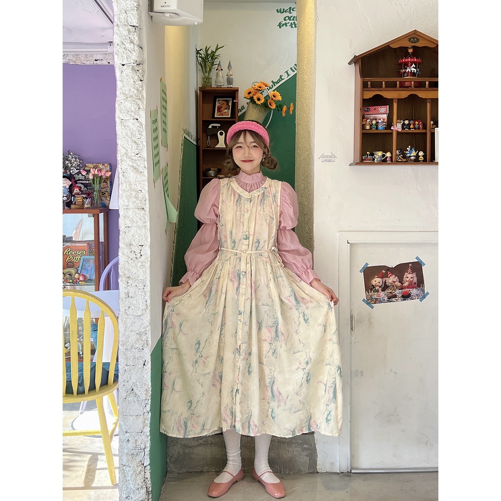 Đầm Hoa Tay Phồng Dài Nhuộm Màu Thời Trang 49889