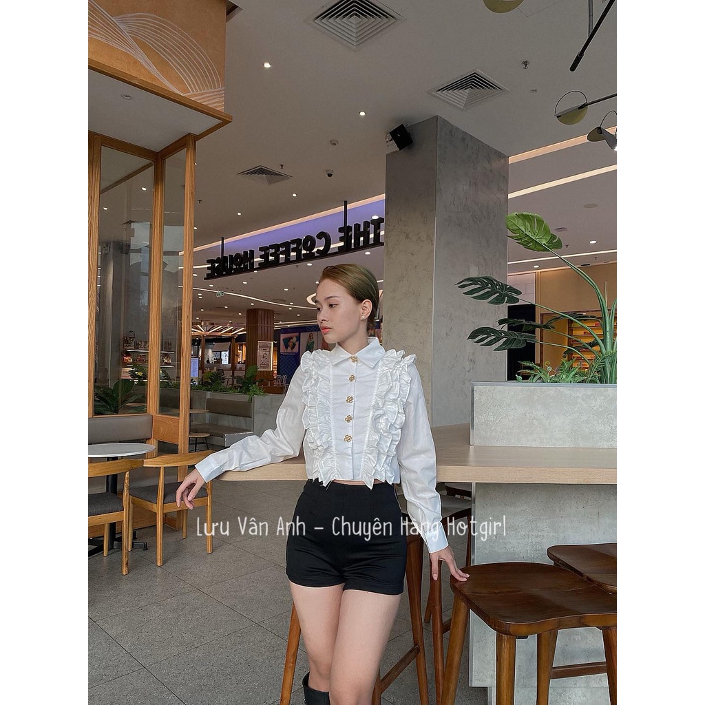 Set sơ mi bèo kèm quần cạp cao ( kèm ảnh thật )