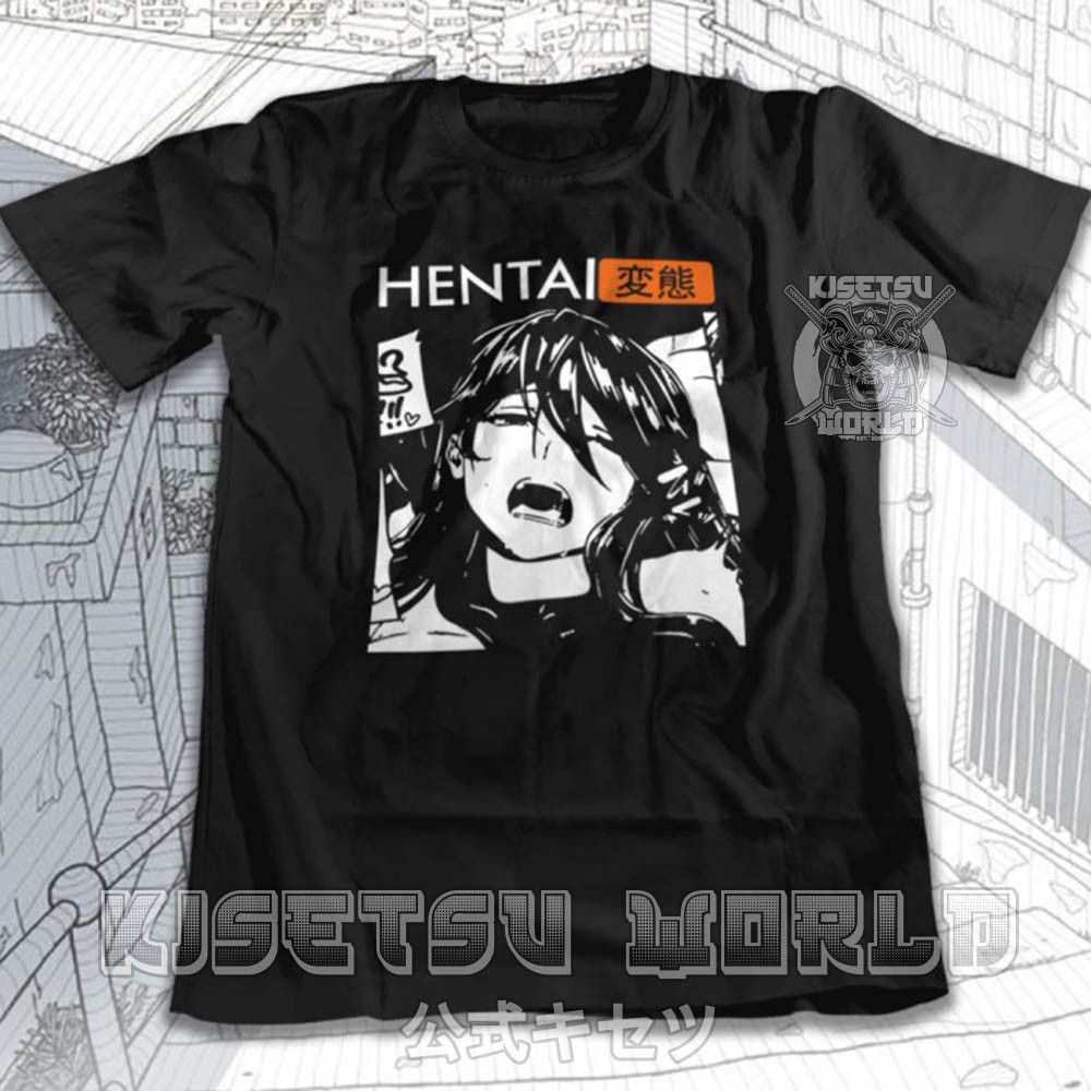 Áo thun Kisetsu - HENTAI HUB / Kaos Distro Katakana Jepang Wibu Otaku Japanese Anime Manga Tshirt / 6137 sale sốc