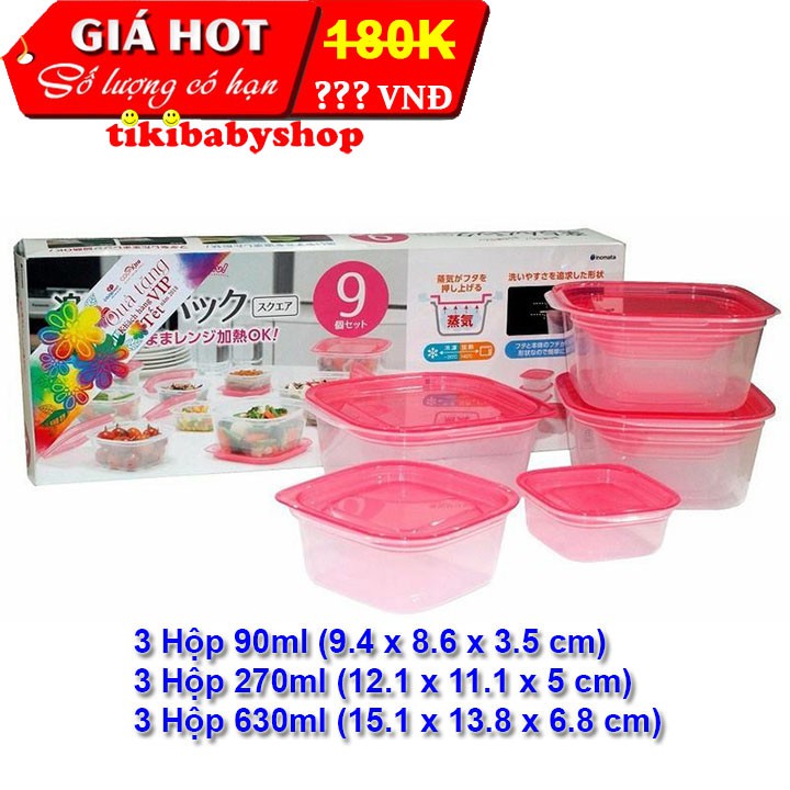 Bộ 9 hộp đựng thực phẩm cao cấp Rakuchin Pack Nhật