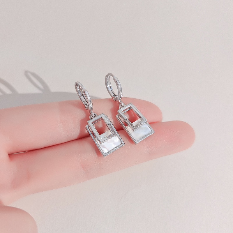 [Jiudolan] Bông Tai Bạc Đơn Giản Thời Trang Hàn Quốc Hình Tròn / Vuông Mỏng