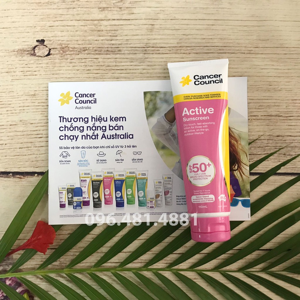 [CHÍNH HÃNG] Kem chống nắng năng động chân ái Cancer Council Active Sunscreen NHÃN HỒNG SPF50+/ PA ++++