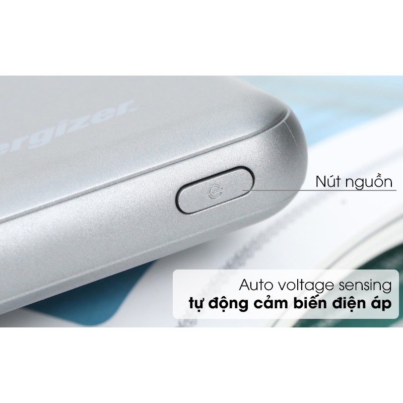 Sạc Dự Phòng Không Dây Polymer 10.000mAh Type C PD QC3.0 Energizer QE10007PQ Xám (no box)